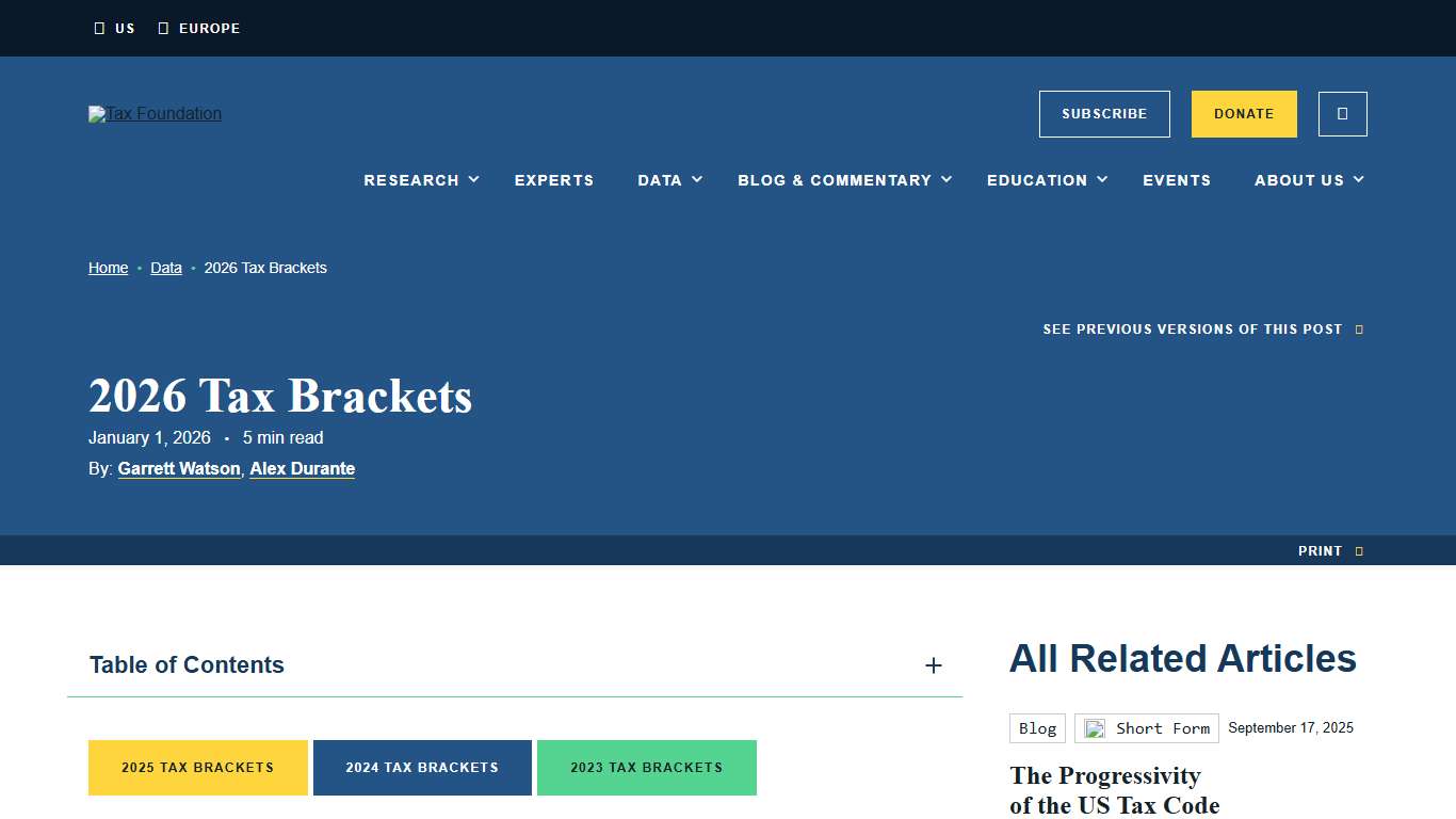 2026 Tax Brackets and Federal Income Tax Rates Tax Foundation