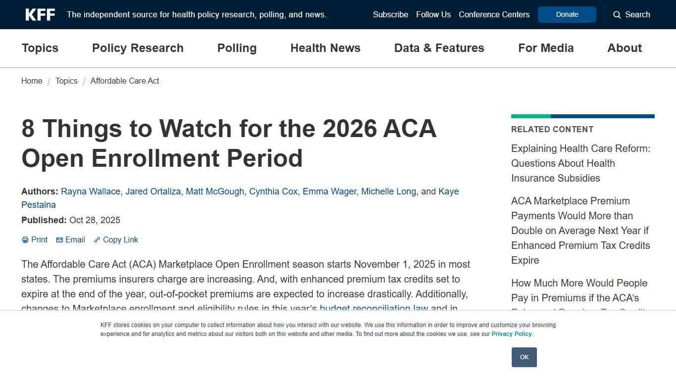 8 Things to Watch for the 2026 ACA Open Enrollment Period KFF